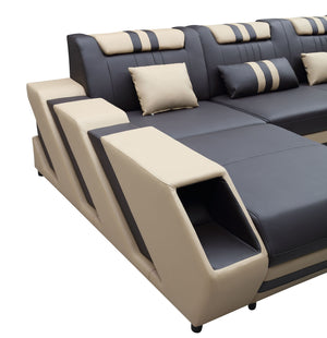 Neptune Modern Leather Sectional with LED Light