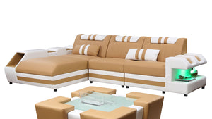 Neptune Modern Leather Sectional with LED Light