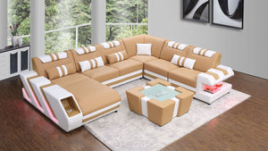 Neptune Modern Leather Sectional with LED Light