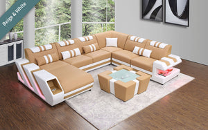 Neptune Modern Leather Sectional with LED Light