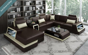 Civia Modern Leather Sectional With Console Table