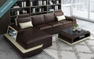 Civia Small Leather Sectional with Side Storage