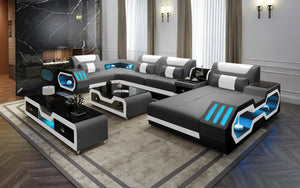 Omont Modern Leather Sectional with Console | Futuristic Furniture