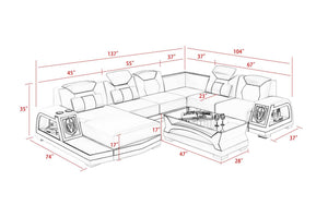 Vincenzo Futuristic Modern Sectional With Illuminating LED