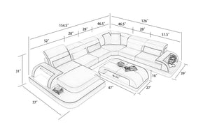 Molinaro Leather Sectional with Adjustable Headrest