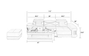 Critika Mini Modern Leather Sectional with Chaise