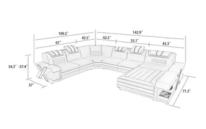 Vanessa Modern Leather U-Shape Sectional