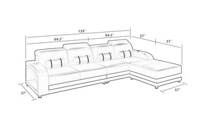 Ronan Modern Sectional with LED, Layout. Jubilee Furniture