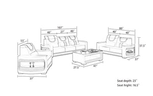 Luca Modern Sofa Set with LED Light