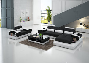 Mirak Mini Modern Leather Sectional with Chaise