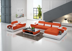 Mirak Mini Modern Leather Sectional with Chaise