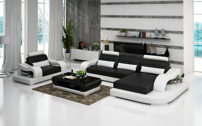 Talos Mini Modern Leather Sectional with Chaise