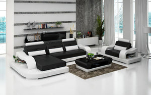 Talos Mini Modern Leather Sectional with Chaise