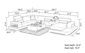 Gara Modern U-Shape Leather Sectional