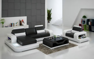 Tara Mini Modern Leather Sectional with Chaise