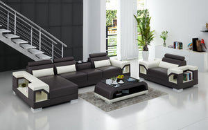 Talos Small Modern Leather Sectional with Armrest Chair