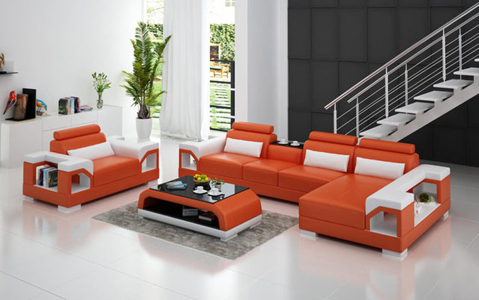 Talos Small Modern Leather Sectional with Armrest Chair