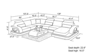 Nexso Modern U-Shape Leather Sectional