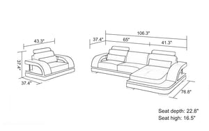 Nexso Mini Modern Leather Sectional with Chaise