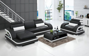 Nexso Mini Modern Leather Sectional with Chaise