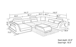 Lacus Modern U-Shape Leather Sectional