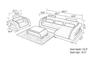 Lacus Mini Modern Leather Sectional with Chaise