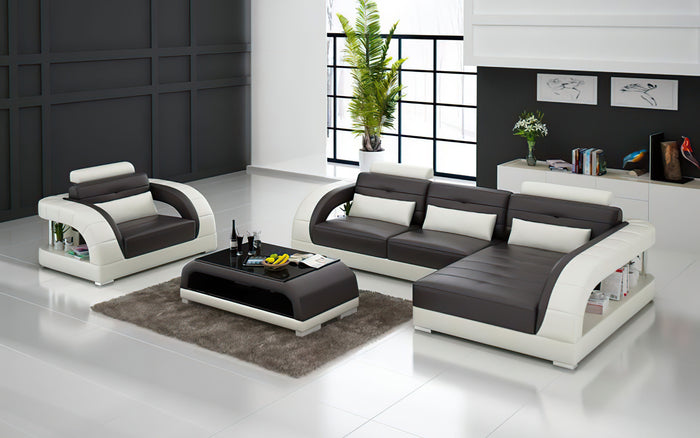 Lacus Mini Modern Leather Sectional with Chaise