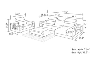 Edwin Mini Modern Leather Sectional with Chaise