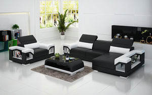 Edwin Mini Modern Leather Sectional with Chaise