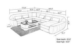 Semira Modern U-Shape Leather Sectional