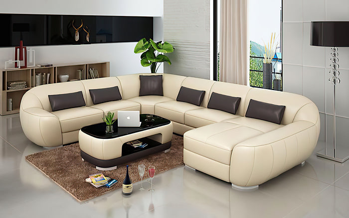 Semira Modern U-Shape Leather Sectional