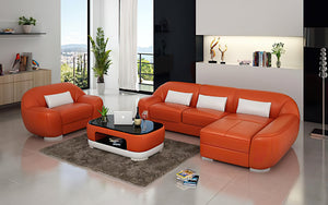 Semira Mini Modern Leather Sectional with Chaise