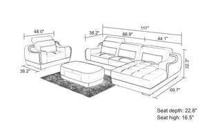 Amir Mini Modern Leather Sectional with Chaise