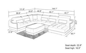 Amir Modern Leather Sectional with Tufted Chaise