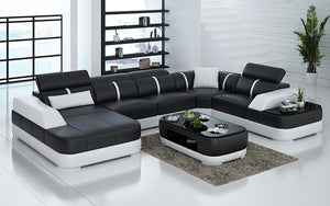 Grimdale Modern U-Shape Leather Sectional