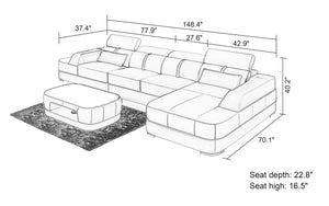 Grimdale Small Modern Leather Sectional