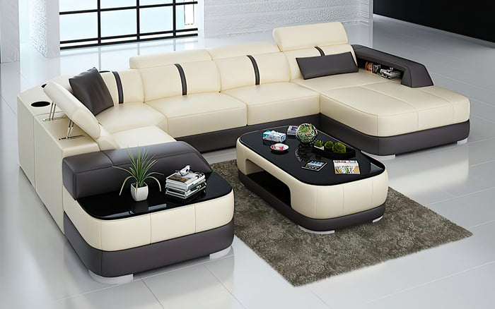 Grimdale Modern U-Shape Leather Sectional