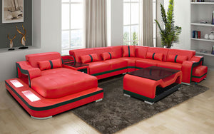 Sydney Large Leather Sectional with Side Table