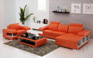 Elza Mini Modern Leather Sectional with Chaise