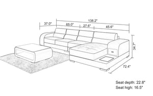 Poris Small Modern Leather Sectional