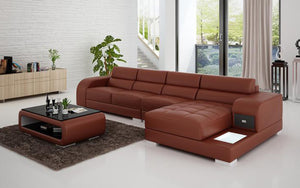 Poris Small Modern Leather Sectional