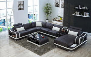 Asland Modern U-Shape Leather Sectional