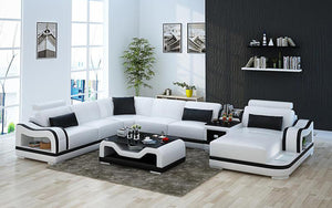 Asland Modern U-Shape Leather Sectional