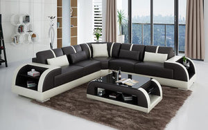 Syras Modern Leather Sectional