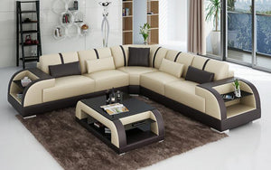 Syras Modern Leather Sectional