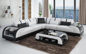 Syras Modern Leather Sectional