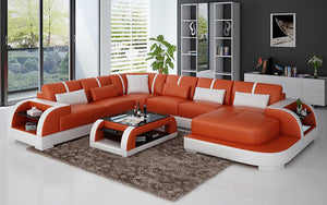 Syras Modern U-Shape Leather Sectional