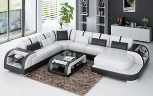 Syras Modern U-Shape Leather Sectional