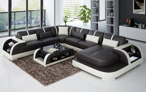 Syras Modern U-Shape Leather Sectional