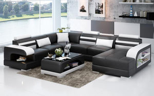 Eleese  Modern U-Shape Leather Sectional